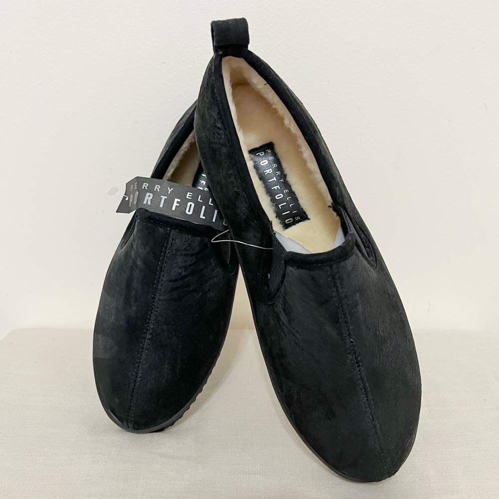 Perry Ellis Portfolio Black House Shoes Slippers